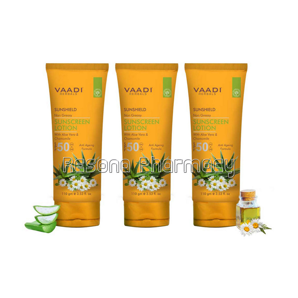 Pack Of 3 Sunscreen Lotion Spf 50 With Aloe Vera and Chamomile (110 Ml X 3)