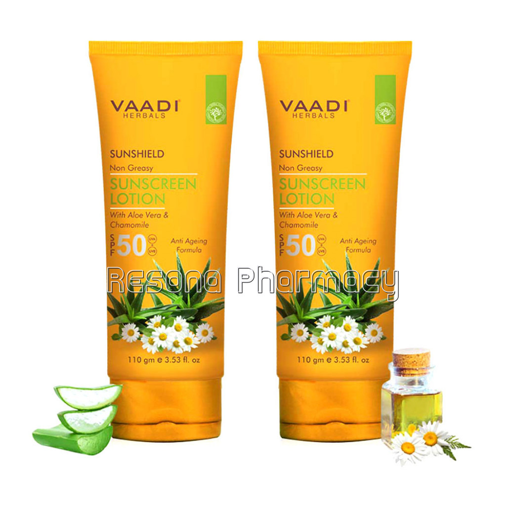 Pack Of 2 Sunscreen Lotion Spf 50 With Aloe Vera and Chamomile (110 Ml X 2)