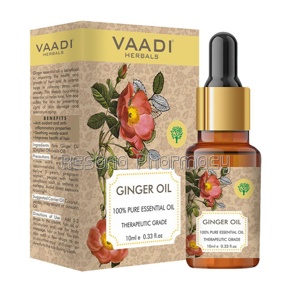 Ginger Essential Oil   Tones Skin, Prevents Hairfall, Soothing Woody Aroma   100% Pure Therapeutic Grade (10 Ml)