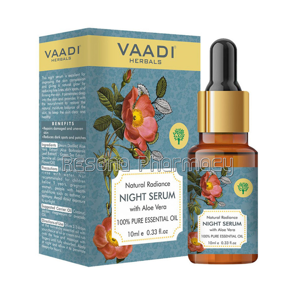 NaNaturalRadiance Night Serum With Aloe Vera   Reduces Dark Spots and Patches, Repairs Damaged and Uneven Skin (10 Ml)