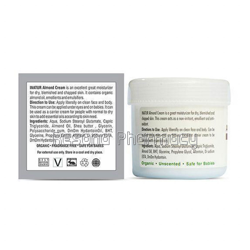 Almond Cream  Organic, Deeply Moisturizes,Fragrance Free and Safe For Babies 100Gm