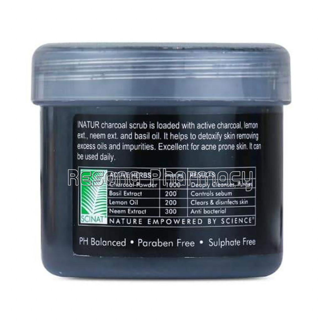 Charcoal Face Scrub   Detoxifies Skin, Exfoliates and Controls Acne 125Gm