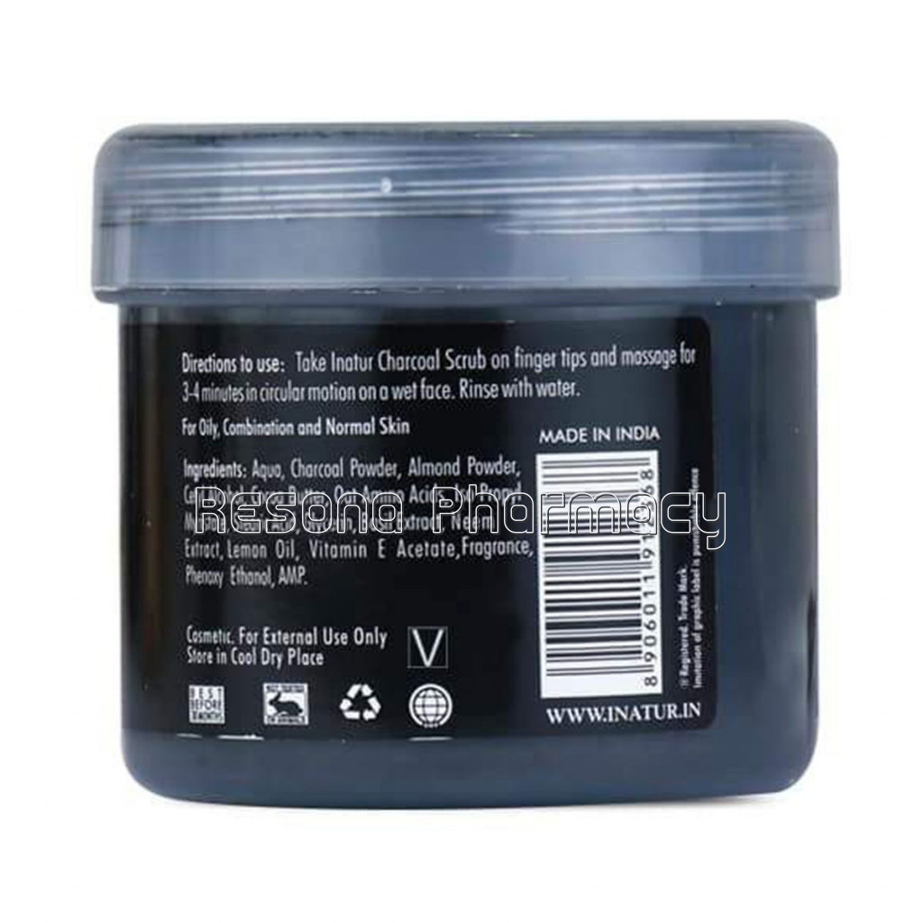 Charcoal Face Scrub   Detoxifies Skin, Exfoliates and Controls Acne 125Gm