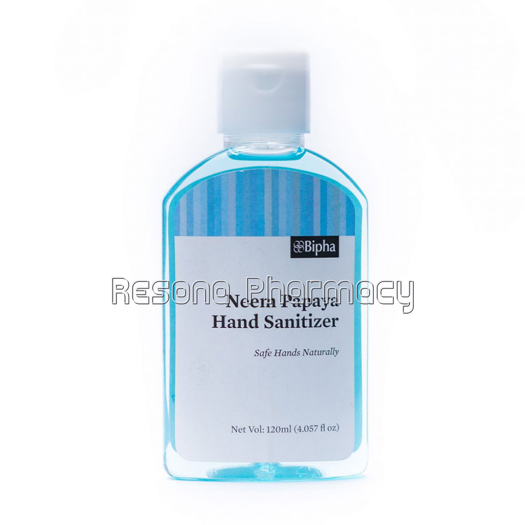 Bipha Neem And Papaya 70% Alcohol Hand Sanitizer With Goodness Of Neem And Papaya .Kills 99.9% Germs 120 Ml