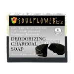 Soulflower Deodorizing Charcoal Soap For Odour Control, Skin Detox, Acne, Bacne and Oil Control, With Refreshing Peppermint, Ecocert, Esg Certified, 150G
